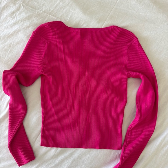 Pink Ribbed Long Sleeve Top - Picture 2 of 4